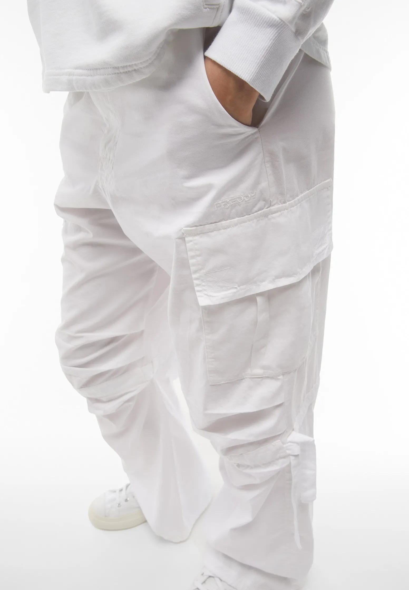 Freddy Pantaloni cargo da donna in tessuto popeline tinto capo-Donna Pantaloni Cargo|Tutti I Pantaloni