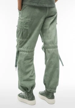 Freddy Pantaloni cargo da donna in tessuto popeline effetto used-Donna Pantaloni Cargo|Pantaloni Sportivi