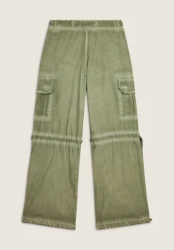 Freddy Pantaloni cargo da donna in tessuto popeline effetto used-Donna Pantaloni Cargo|Pantaloni Sportivi