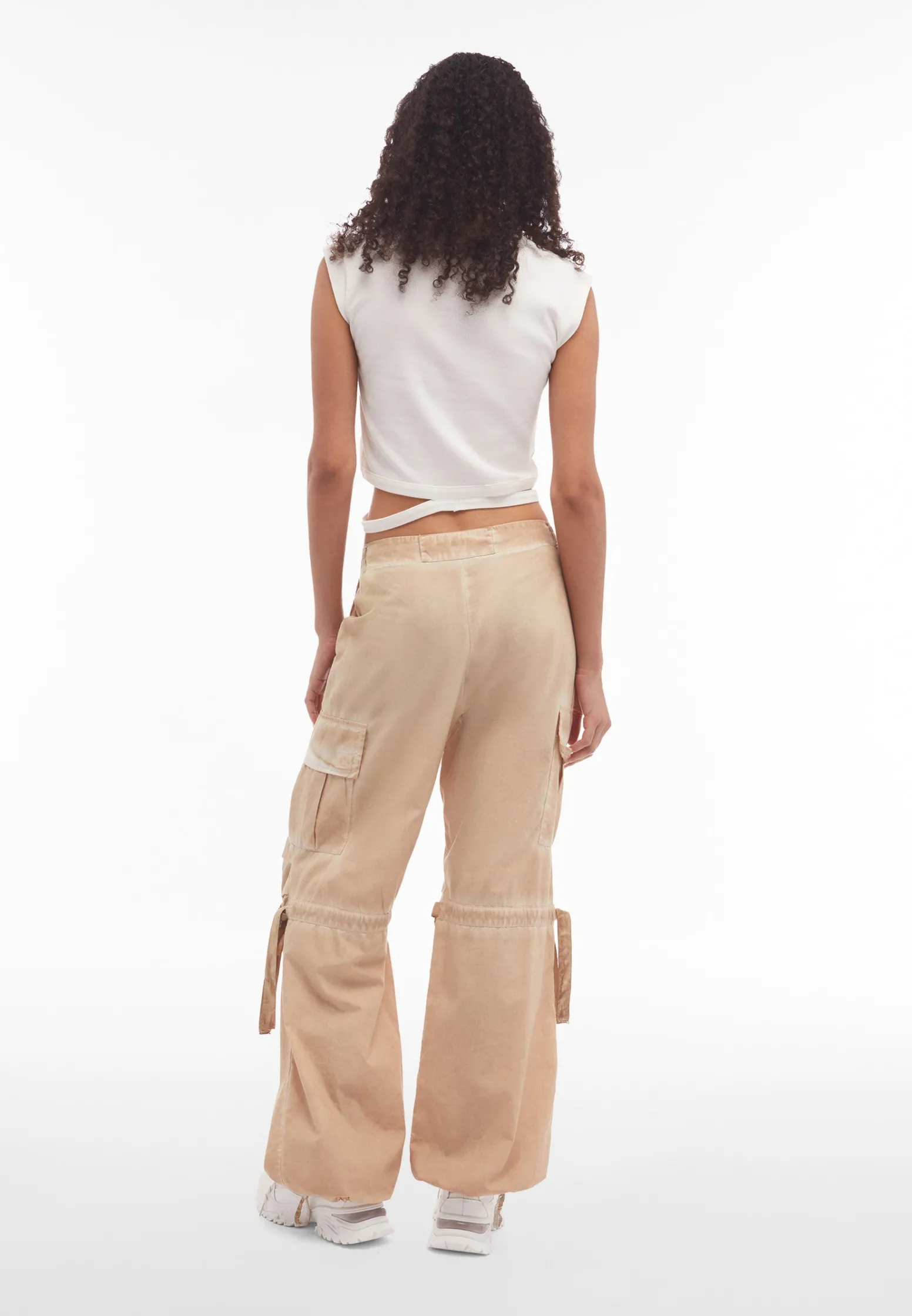 Freddy Pantaloni cargo da donna in tessuto popeline effetto used-Donna Pantaloni Cargo|Pantaloni Sportivi