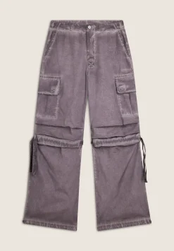 Freddy Pantaloni cargo da donna in tessuto popeline effetto used-Donna Pantaloni Cargo|Pantaloni Sportivi