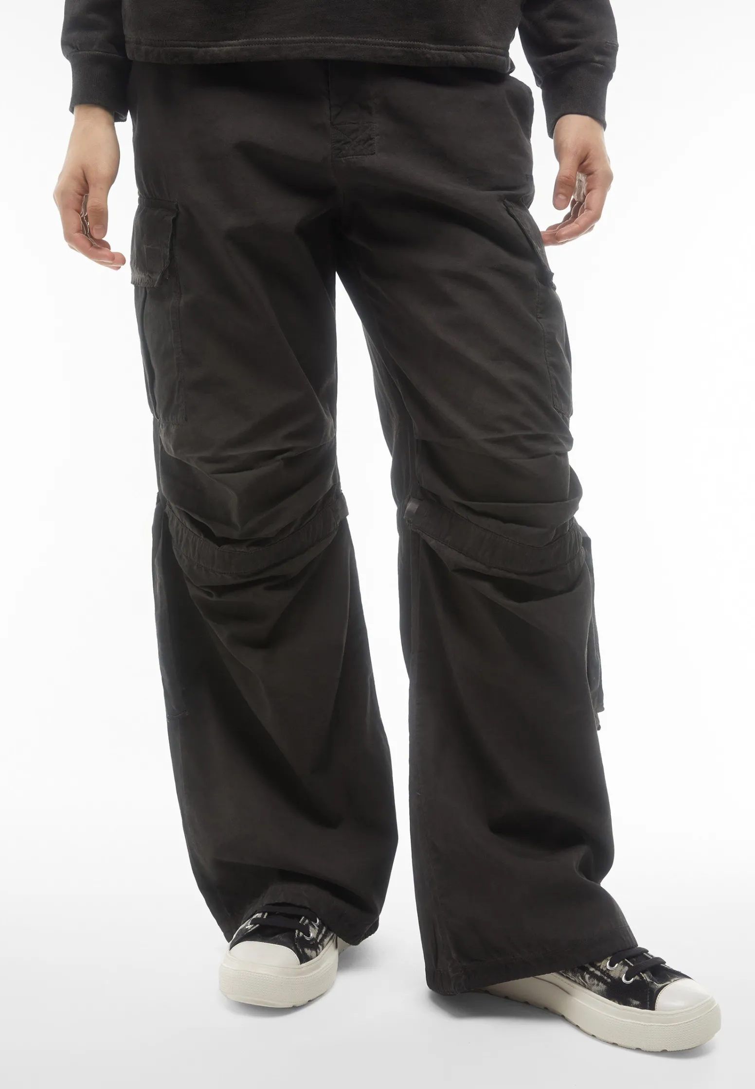 Freddy Pantaloni cargo da donna in tessuto popeline effetto used-Donna Pantaloni Cargo|Pantaloni Sportivi