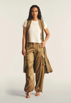 Freddy Pantaloni Cargo effetto seta wide leg con fondo regolabile-Donna Pantaloni Cargo|Pantaloni Sportivi