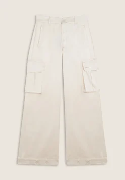 Freddy Pantaloni Cargo effetto seta wide leg con fondo regolabile-Donna Pantaloni Cargo|Pantaloni Sportivi