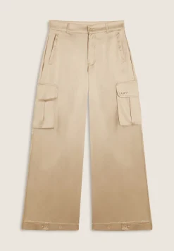 Freddy Pantaloni Cargo effetto seta wide leg con fondo regolabile-Donna Pantaloni Cargo|Pantaloni Sportivi