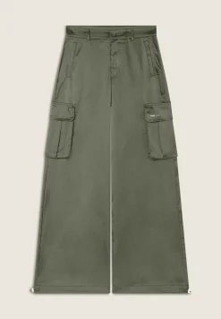 Freddy Pantaloni Cargo effetto seta wide leg con fondo regolabile-Donna Pantaloni Cargo|Pantaloni Sportivi