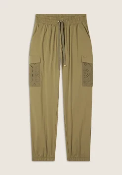 Freddy Pantaloni cargo in popeline con ricami Sangallo sulle tasche-Donna Pantaloni Sportivi|Tutti I Pantaloni
