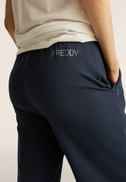 Freddy Pantaloni Comfort Fit con gamba dritta e Dettagli in Strass-Donna Pantaloni Sportivi