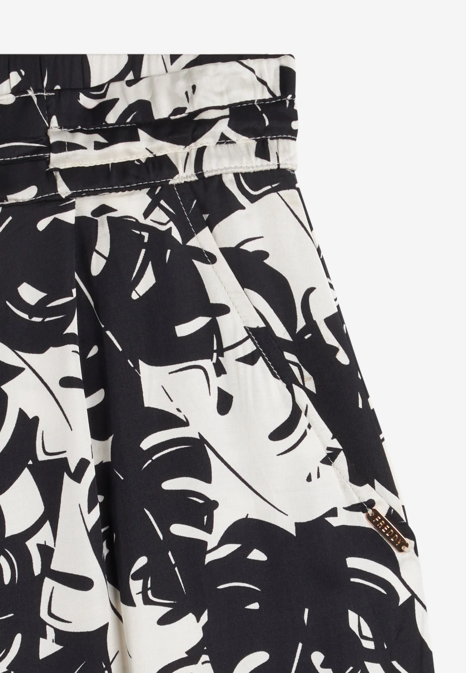 Freddy Pantaloni culotte gamba ampia in viscosa stampa tropical-Donna Pantaloni Sportivi|Tutti I Pantaloni