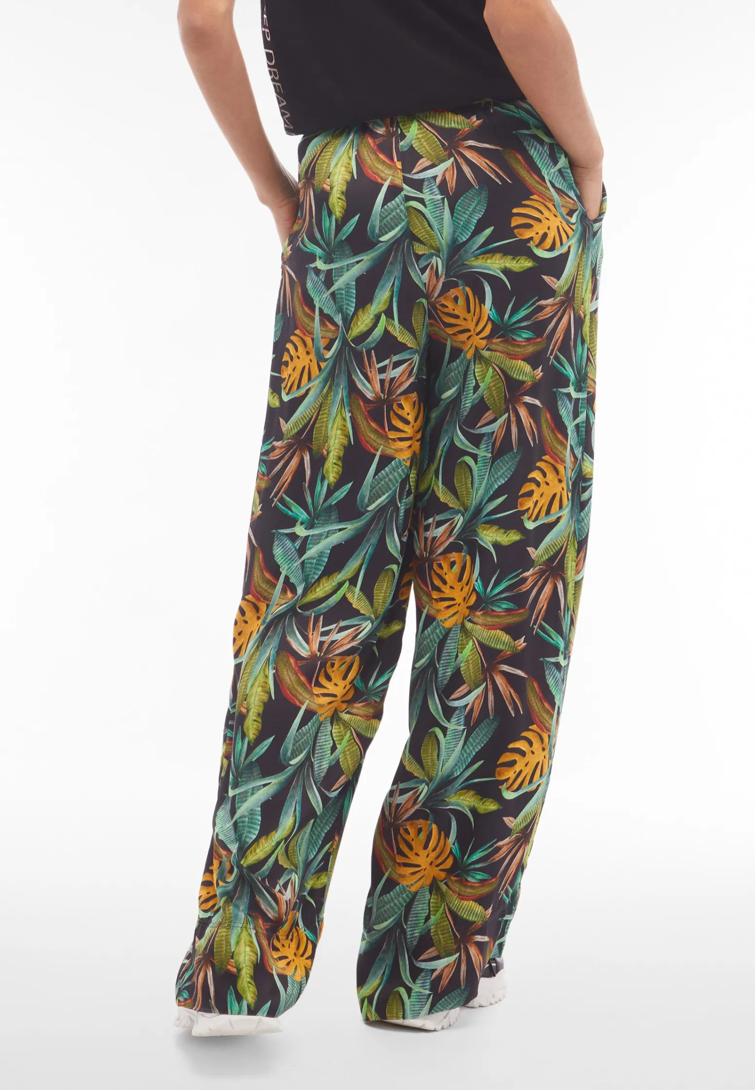 Freddy Pantaloni culotte gamba ampia in viscosa stampa tropical-Donna Pantaloni Sportivi|Tutti I Pantaloni