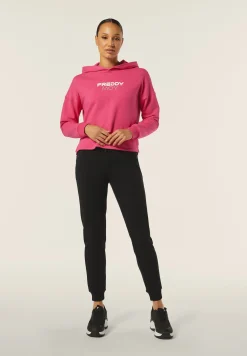 Freddy Pantaloni donna in felpa garzata con logo floreale sul fondo-Donna Pilates|Ginnastica