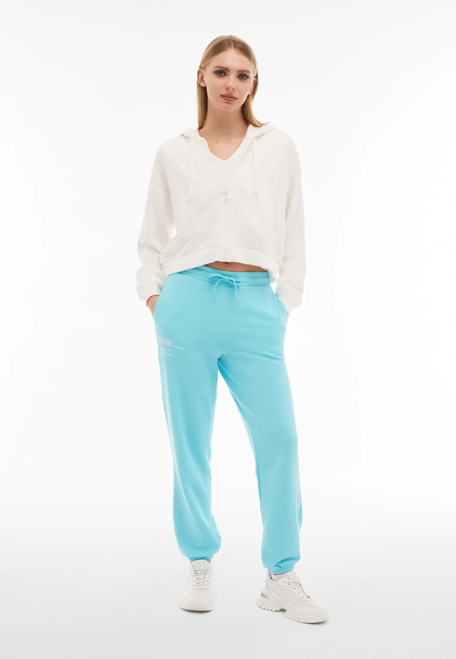 Freddy Pantaloni donna in french terry con stampa sul fianco-Donna Pantaloni Sportivi|Tutti I Pantaloni