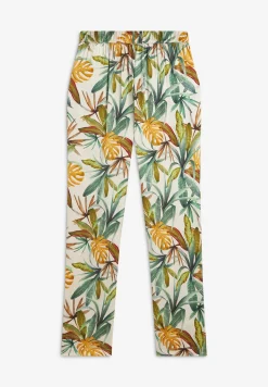Freddy Pantaloni donna in satin di viscosa a fantasia tropical-Donna Tutti I Pantaloni|Pantaloni Sportivi
