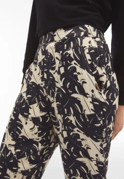Freddy Pantaloni donna in satin di viscosa a fantasia tropical-Donna Tutti I Pantaloni|Pantaloni Sportivi