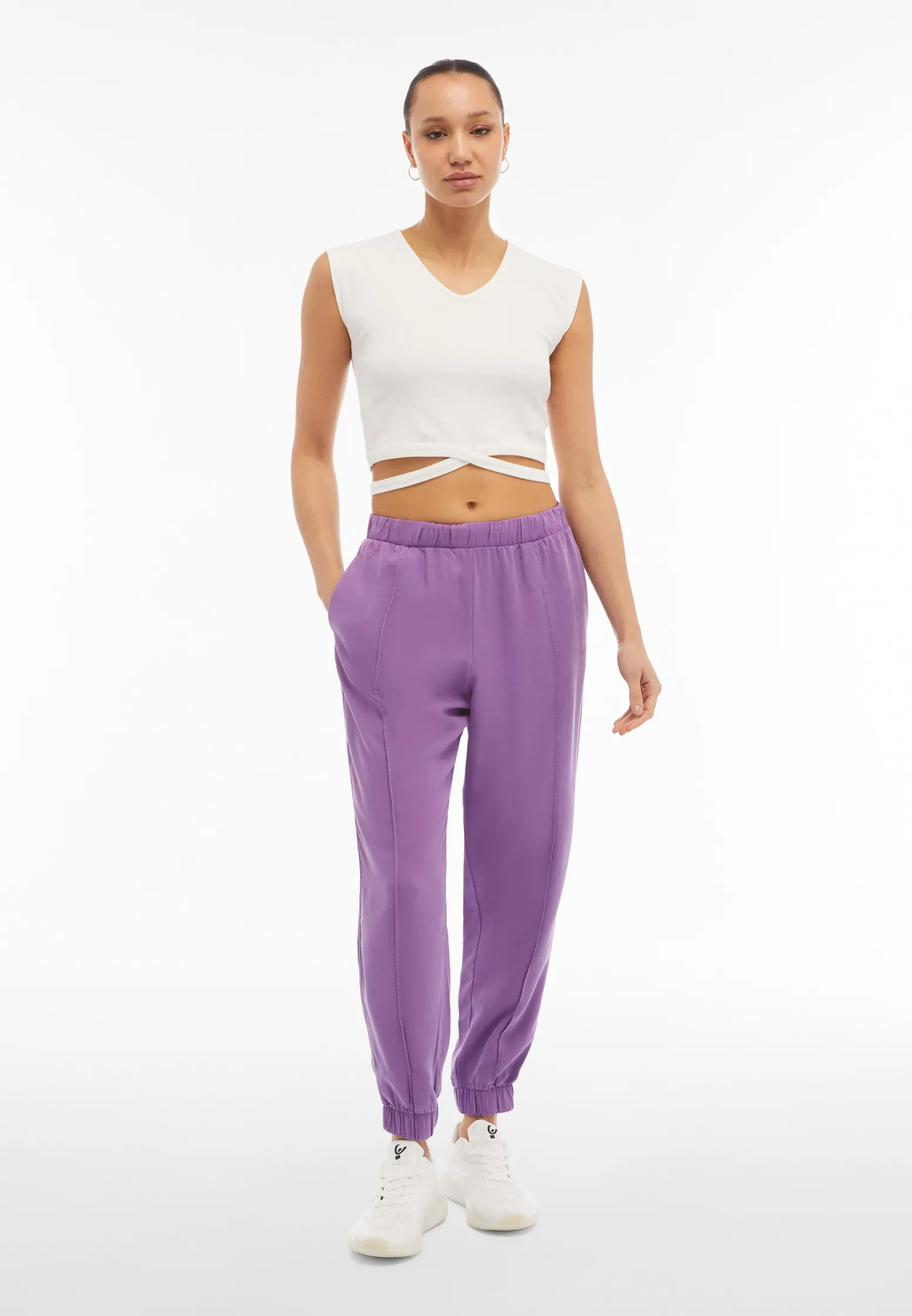 Freddy Pantaloni donna in twill lyocell con impuntura centrale-Donna Pantaloni Sportivi|Tutti I Pantaloni