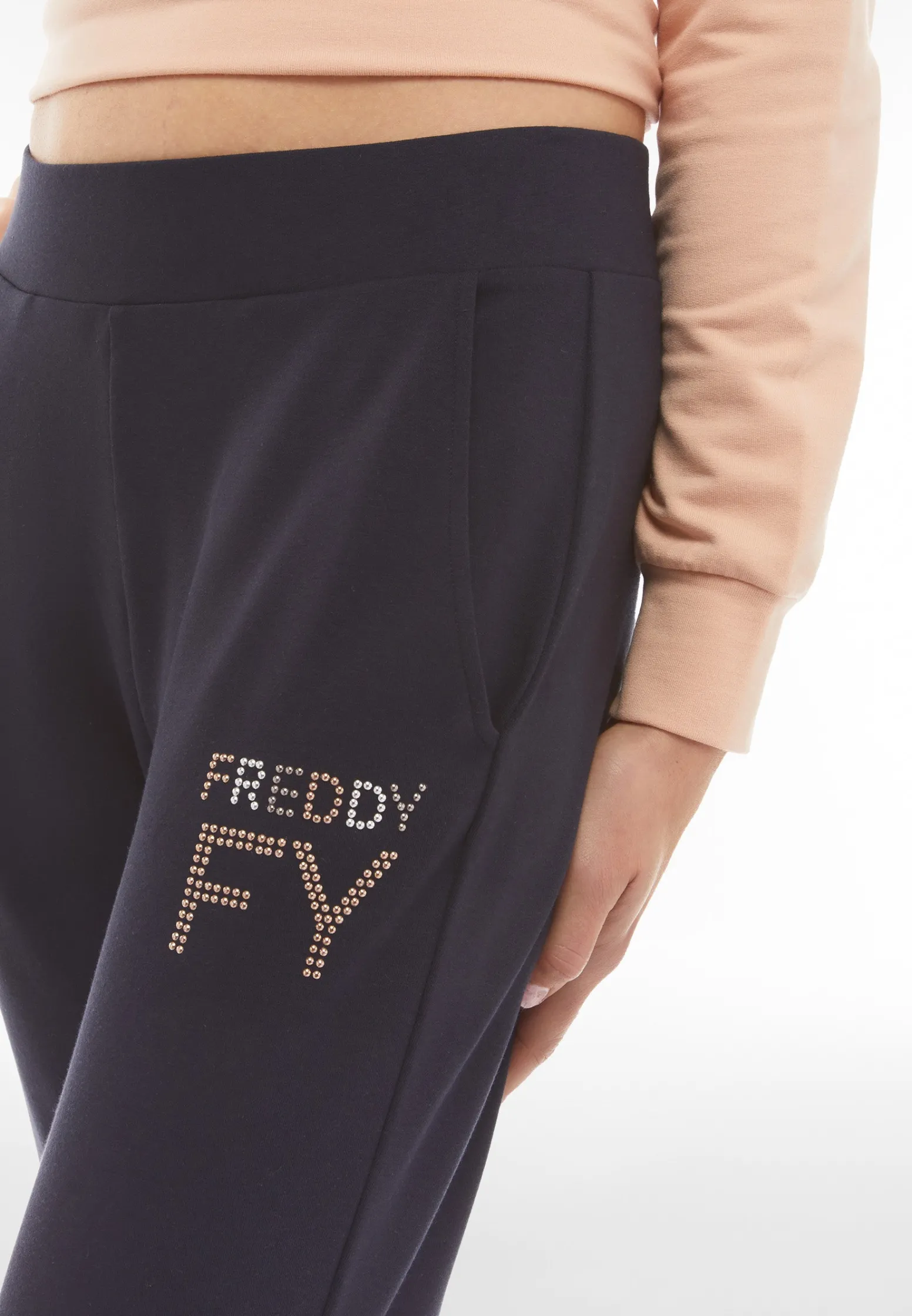 Freddy Pantaloni in french terry modal 7/8 con risvolto sul fondo-Donna Ginnastica|Pantaloni Sportivi