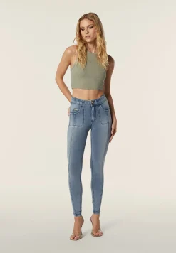 Freddy Pantaloni in jersey denim vita media con cucitura decorativa-Donna Jeans E Pantaloni|Tutti I Pantaloni