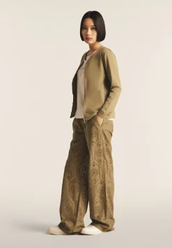 Freddy Pantaloni in mussola doppiati in cotone ricamato Sangallo-Donna Pantaloni Sportivi|Tutti I Pantaloni