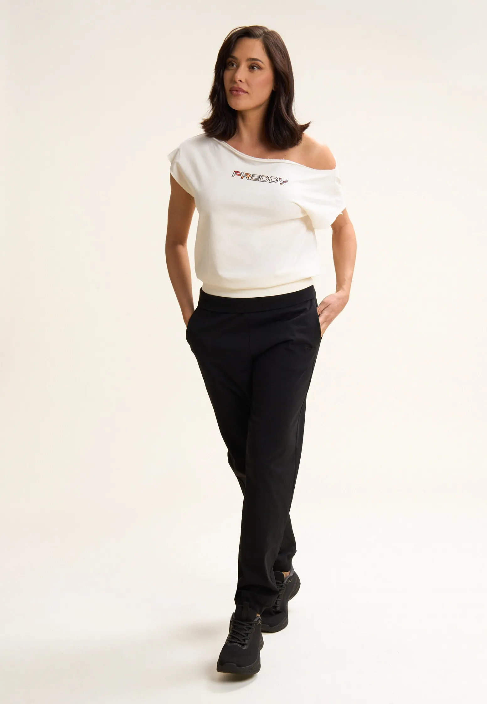 Freddy Pantaloni joggers in jersey con elastico logato scopribile-Donna Pantaloni Sportivi|Tutti I Pantaloni