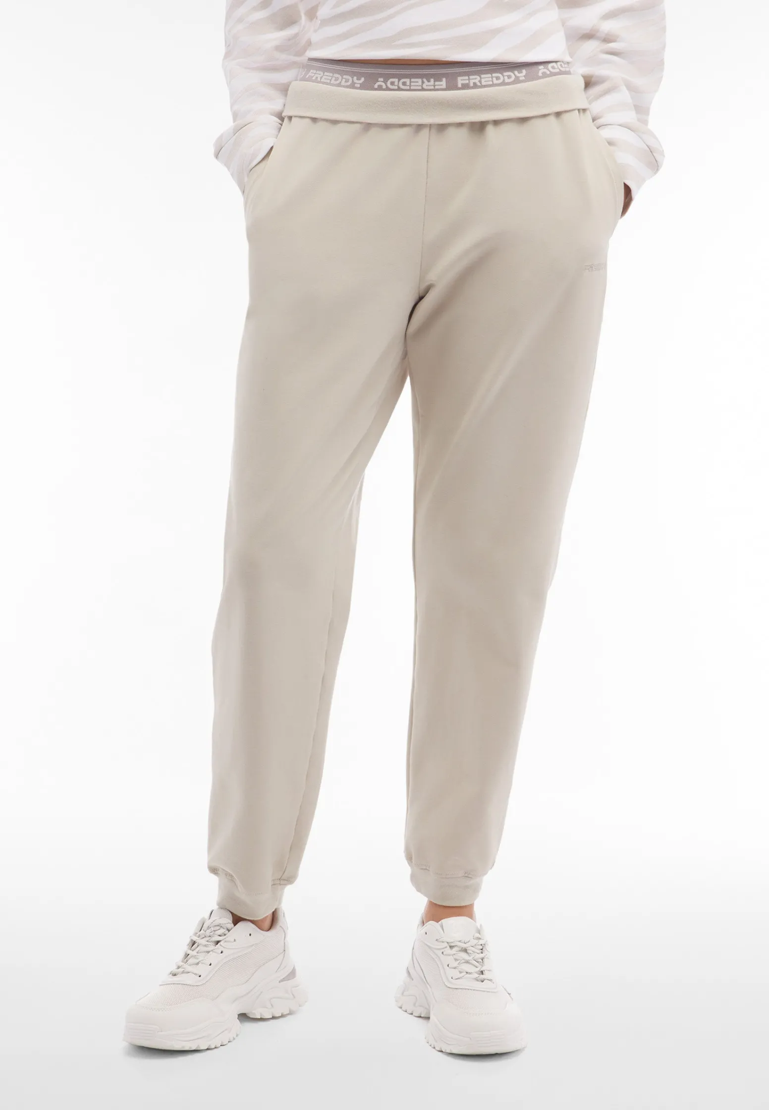 Freddy Pantaloni joggers in jersey con elastico logato scopribile-Donna Pantaloni Sportivi|Tutti I Pantaloni