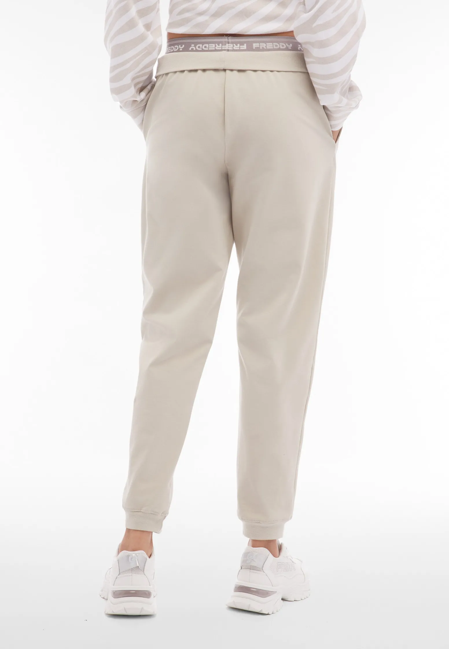 Freddy Pantaloni joggers in jersey con elastico logato scopribile-Donna Pantaloni Sportivi|Tutti I Pantaloni
