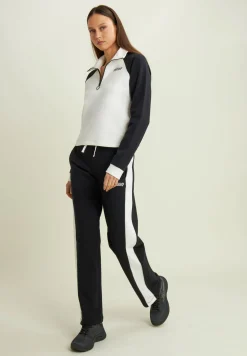 Freddy Pantaloni neri con bande laterali bianche-Donna Pantaloni Sportivi