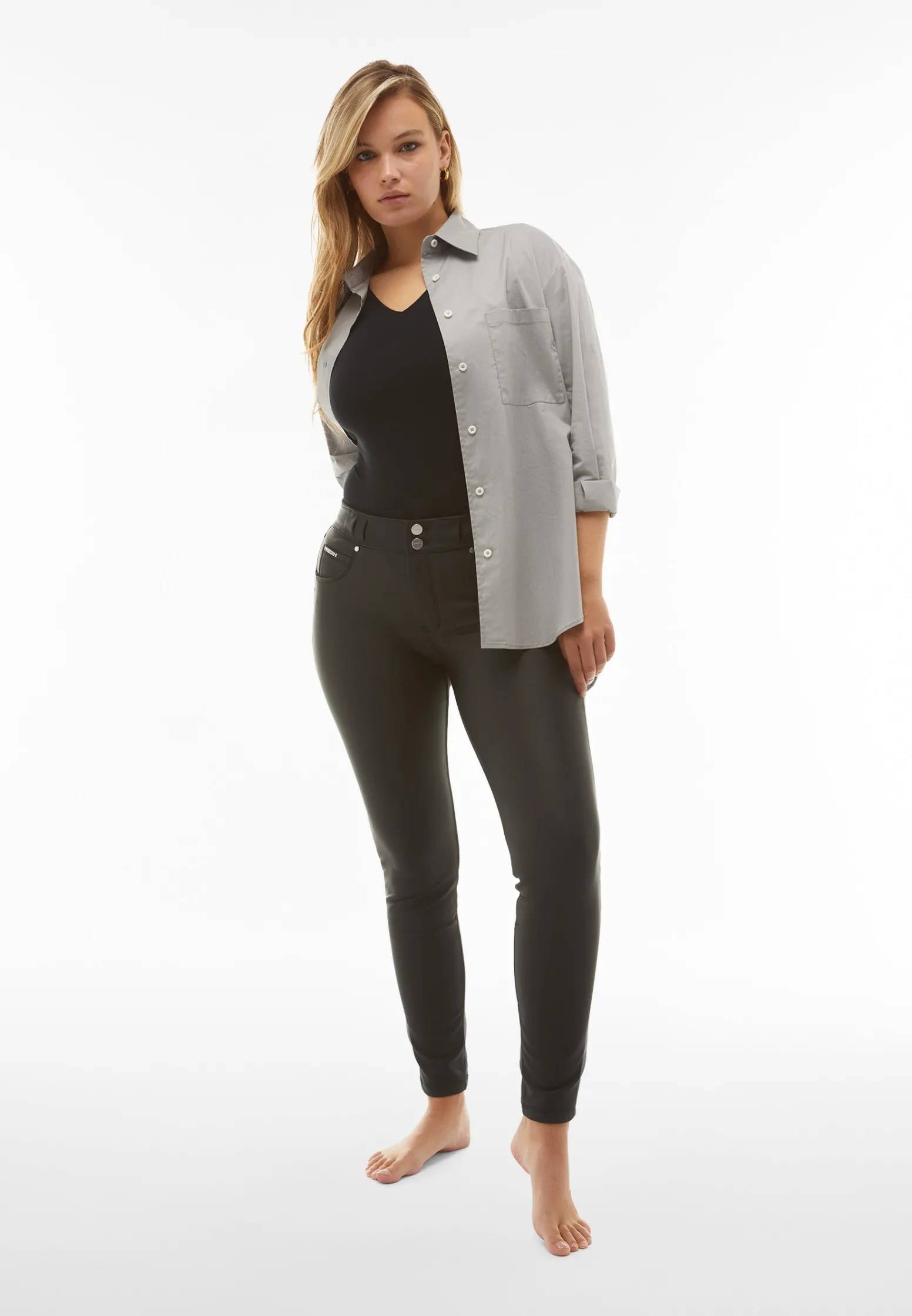 Freddy Pantaloni N.O.W.® skinny vita media in similpelle ecologica-Donna Jeans E Pantaloni|Tutti I Pantaloni