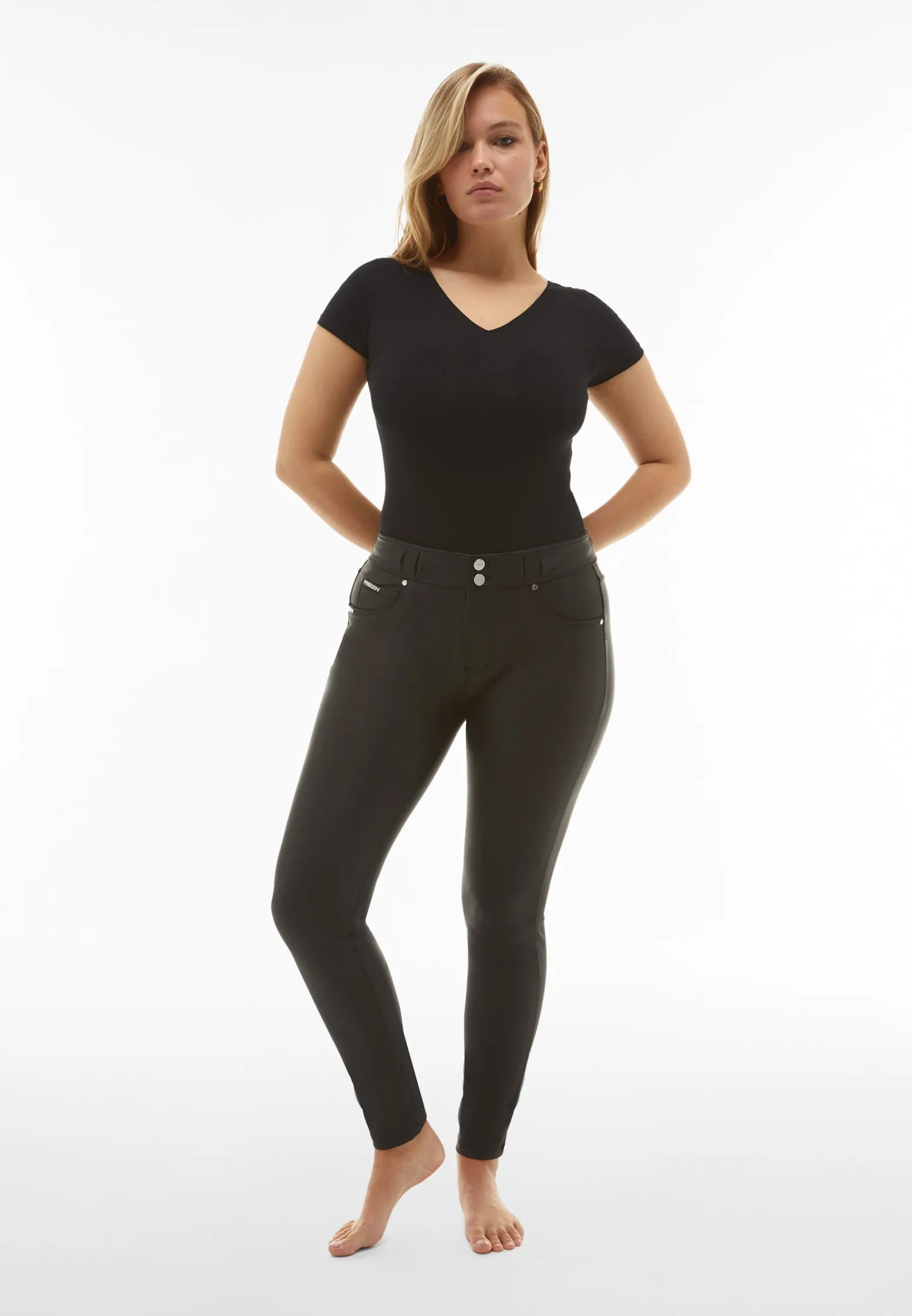 Freddy Pantaloni N.O.W.® skinny vita media in similpelle ecologica-Donna Jeans E Pantaloni|Tutti I Pantaloni