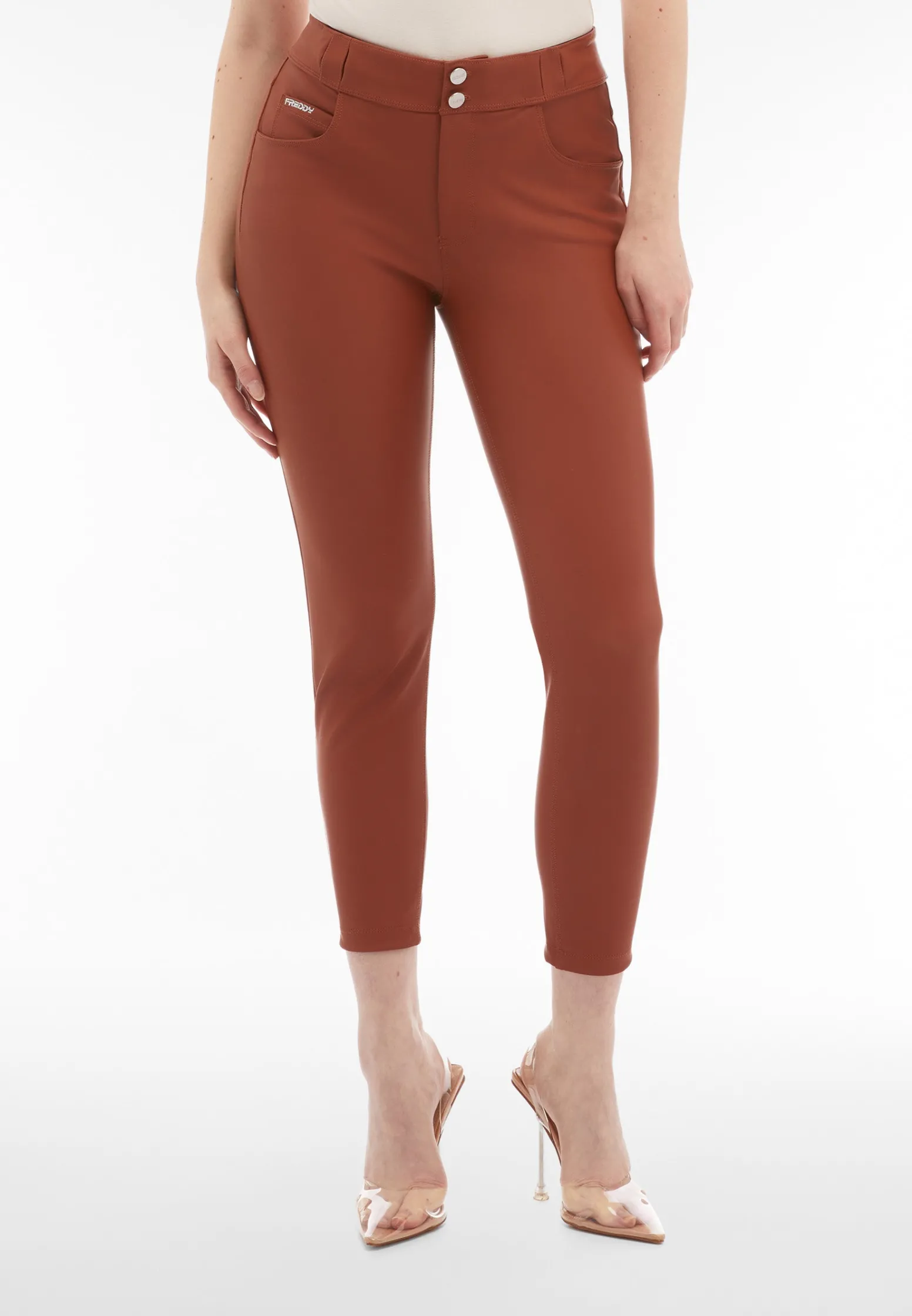 Freddy Pantaloni N.O.W.® superskinny vita media in similpelle eco-Donna Jeans E Pantaloni