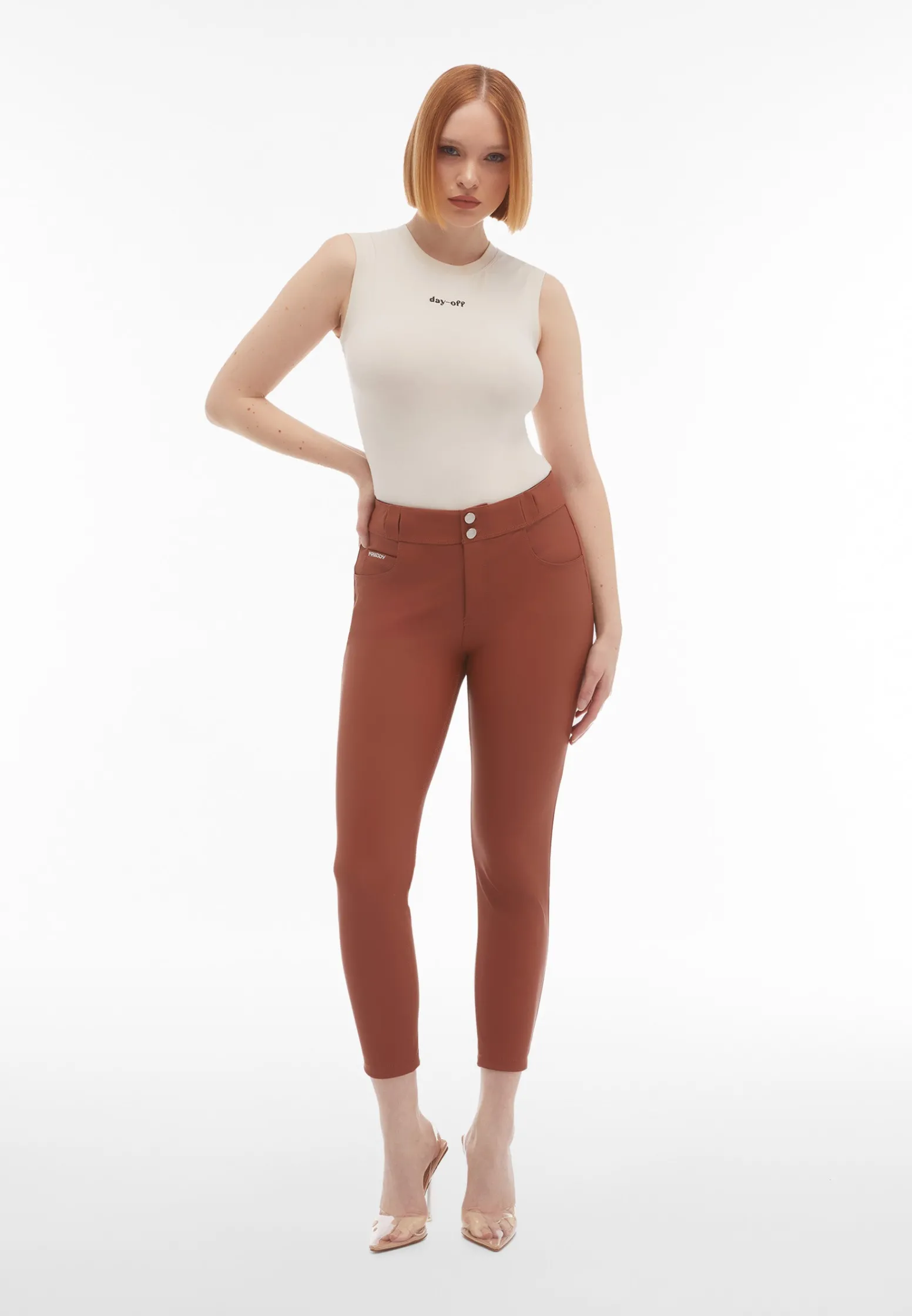 Freddy Pantaloni N.O.W.® superskinny vita media in similpelle eco-Donna Jeans E Pantaloni