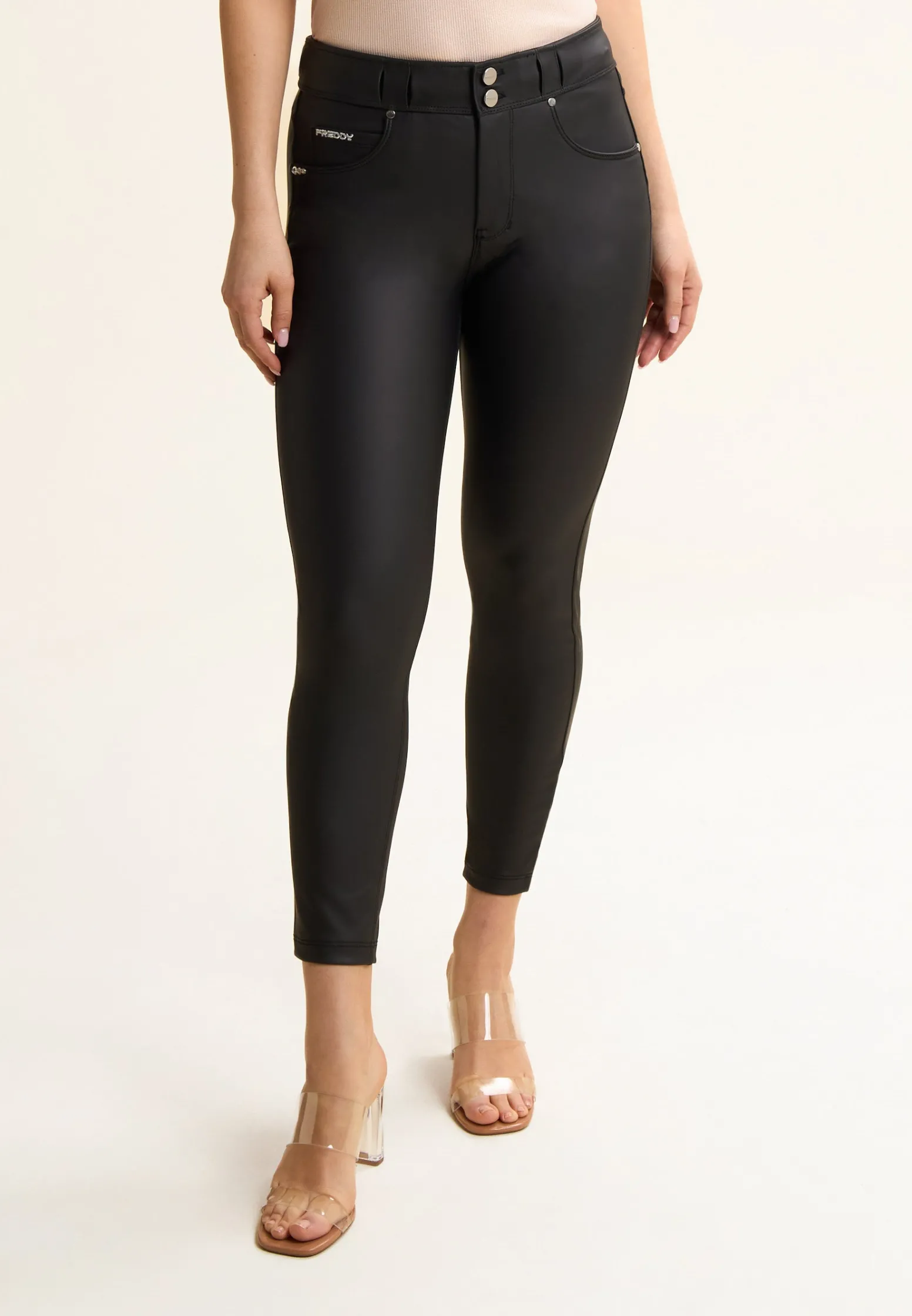 Freddy Pantaloni N.O.W.® superskinny vita media in similpelle eco-Donna Jeans E Pantaloni
