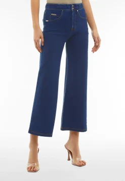 Freddy Pantaloni N.O.W.® wide leg cropped vita alta in jersey denim-Donna Jeans E Pantaloni|Tutti I Pantaloni