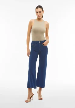 Freddy Pantaloni N.O.W.® wide leg cropped vita alta in jersey denim-Donna Jeans E Pantaloni|Tutti I Pantaloni