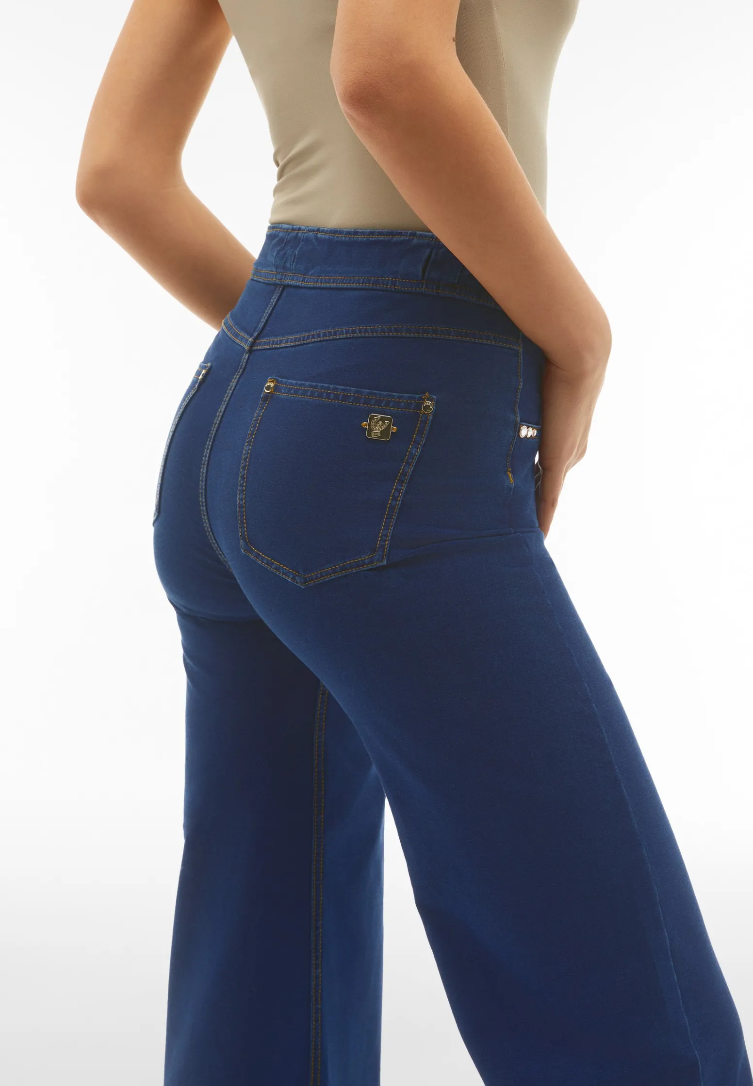 Freddy Pantaloni N.O.W.® wide leg cropped vita alta in jersey denim-Donna Jeans E Pantaloni|Tutti I Pantaloni