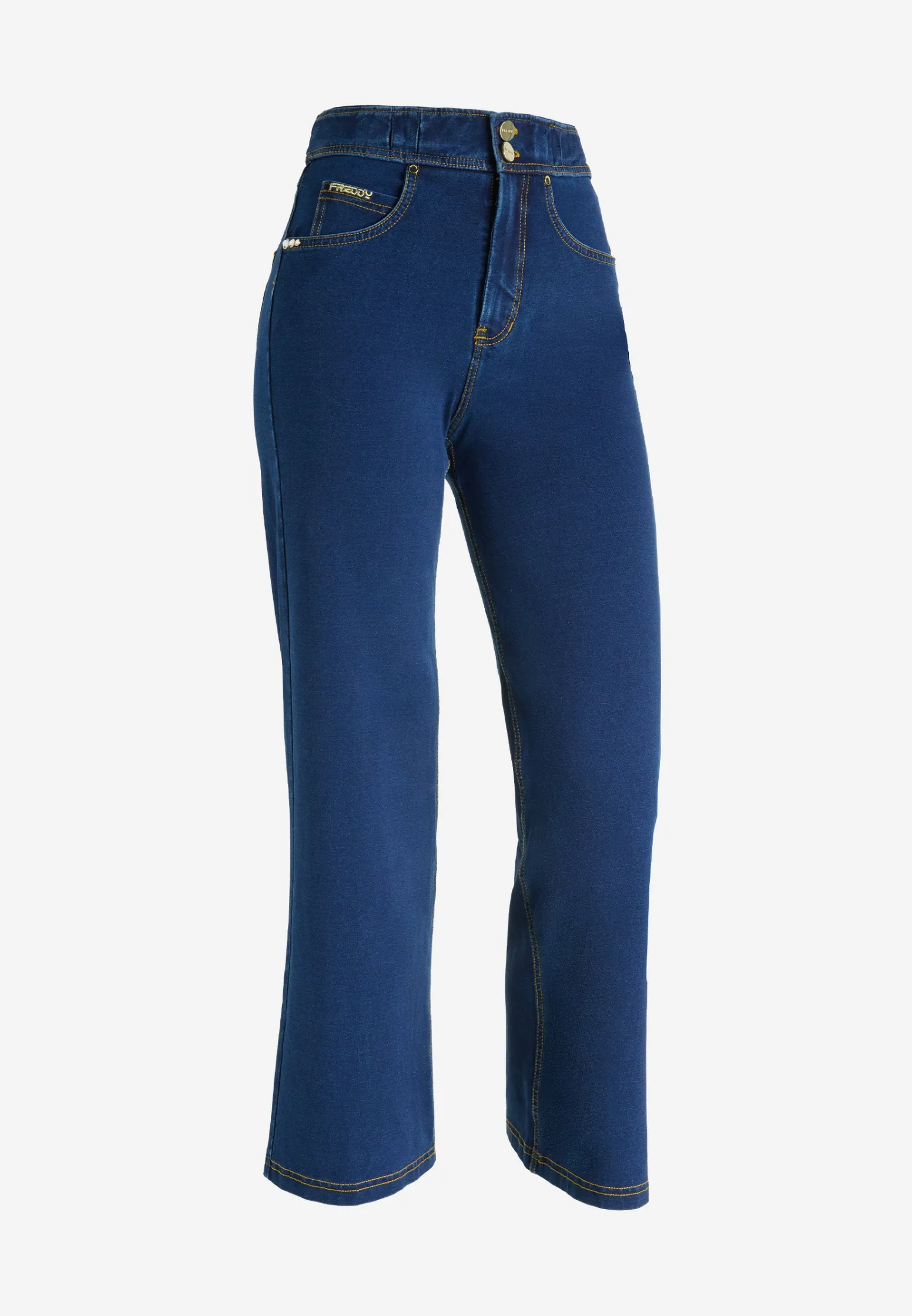 Freddy Pantaloni N.O.W.® wide leg cropped vita alta in jersey denim-Donna Jeans E Pantaloni|Tutti I Pantaloni