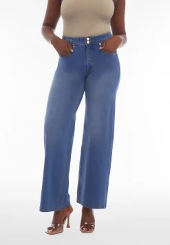 Freddy Pantaloni N.O.W.® wide leg vita alta in jersey effetto denim-Donna Tutti I Pantaloni|Jeans E Pantaloni