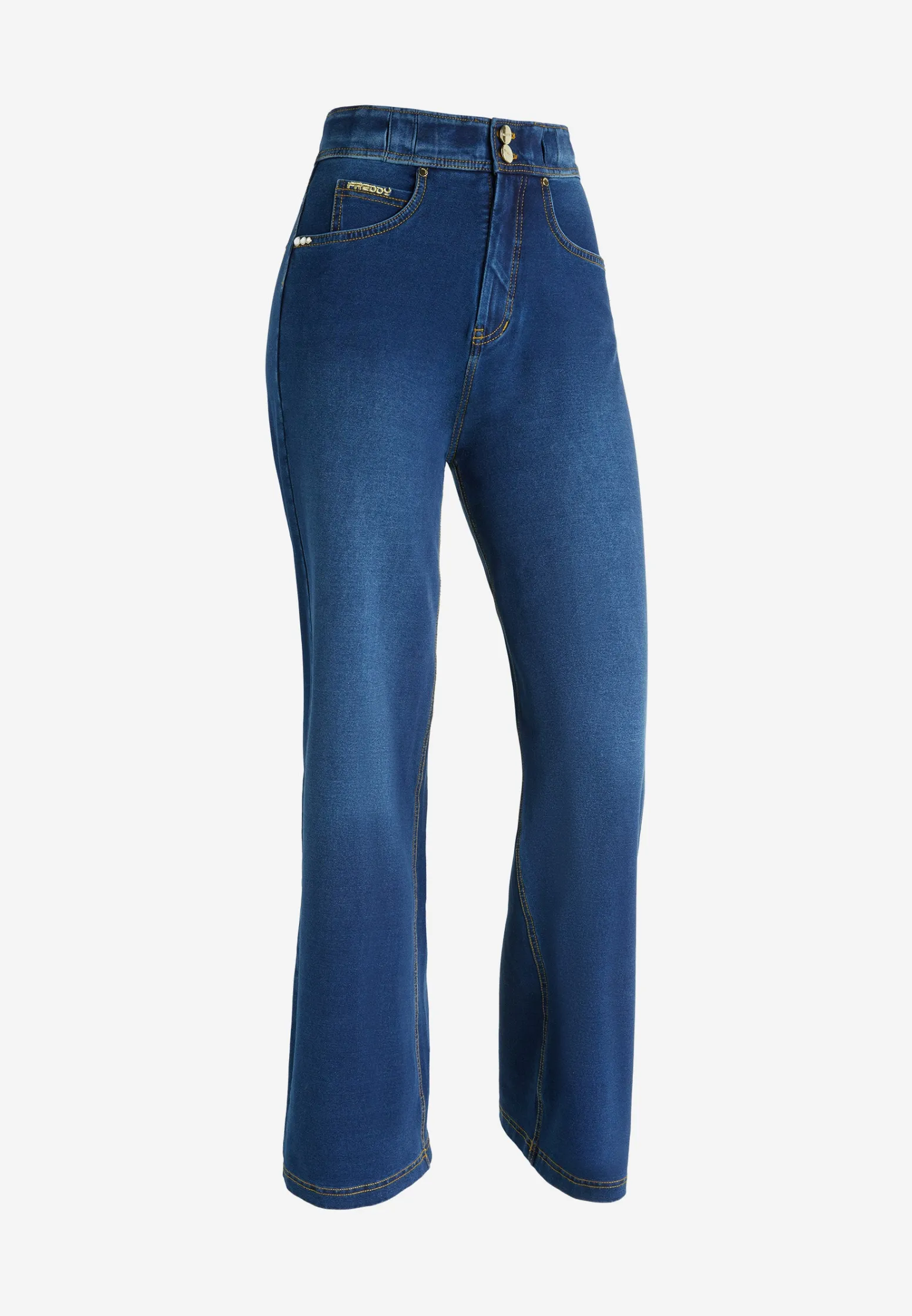 Freddy Pantaloni N.O.W.® wide leg vita alta in jersey effetto denim-Donna Tutti I Pantaloni|Jeans E Pantaloni