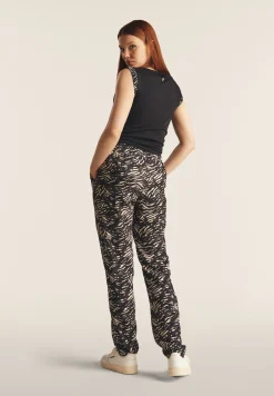 Freddy Pantaloni regular fit in viscosa animalier con gamba dritta-Donna Pantaloni Sportivi|Tutti I Pantaloni