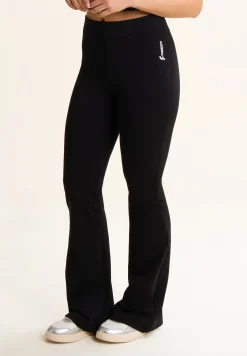 Freddy Pantaloni slim fit neri in french terry con fondo a zampa-Donna Pantaloni Sportivi