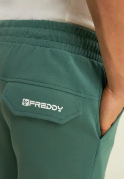 Freddy Pantaloni slim in interlock con stampa UT e cuciture-Uomo Pantaloni Sportivi