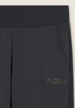 Freddy Pantaloni sportivi da donna con inserto in velluto-Donna Ginnastica|Pantaloni Sportivi