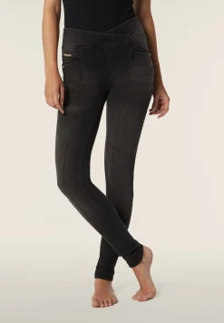 Freddy Pantaloni Vita Alta a incrocio in Jersey Denim effetto used-Donna Jeans E Pantaloni