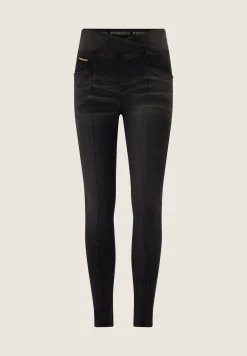 Freddy Pantaloni Vita Alta a incrocio in Jersey Denim effetto used-Donna Jeans E Pantaloni