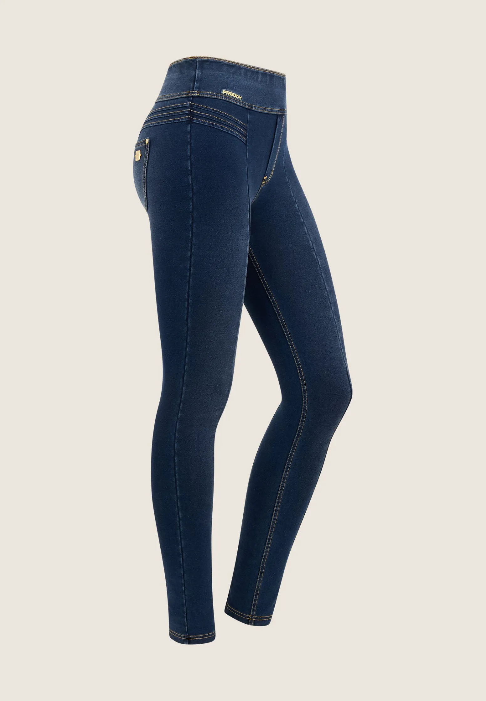 Freddy Pantaloni Vita Media in jersey denim con cuciture decorative-Donna Jeans E Pantaloni|Tutti I Pantaloni