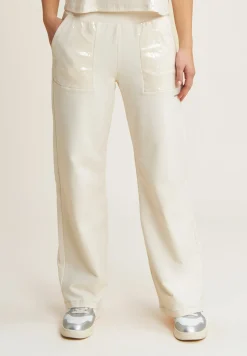 Freddy Pantaloni Wide leg con paillettes in French Terry Modal-Donna Pantaloni Sportivi