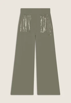 Freddy Pantaloni Wide leg con paillettes in French Terry Modal-Donna Pantaloni Sportivi