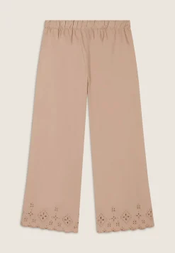 Freddy Pantaloni wide leg in cotone navetta con ricami Sangallo-Donna Pantaloni Sportivi