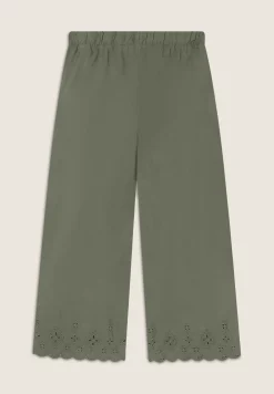 Freddy Pantaloni wide leg in cotone navetta con ricami Sangallo-Donna Pantaloni Sportivi