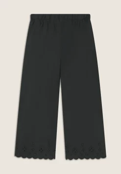 Freddy Pantaloni wide leg in cotone navetta con ricami Sangallo-Donna Pantaloni Sportivi