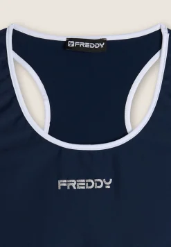 Freddy Reggiseno Sportivo con Supporto Medio e bordature a contrasto-Donna Padel|Pilates